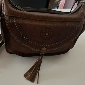 Patricia Nash Crossbody Purse, brown, leather, lightly used.